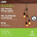 Feit Electric 12ft LED Outdoor Fence String Lights, 10 Sockets, 12pc. S14 LED Bulbs Included, E26 Base, 10 Watts, 2200K, Amber, SLM12-10/FIL - Image 3