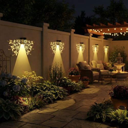 2Pk Solar Fence Lights Outdoor Wall Lights Butterfly Theme Decor - Image 2