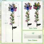 Solar Flowers Lights Outdoor Pathway,2 Pack Butterfly & Ball Garden Stakes - Image 7