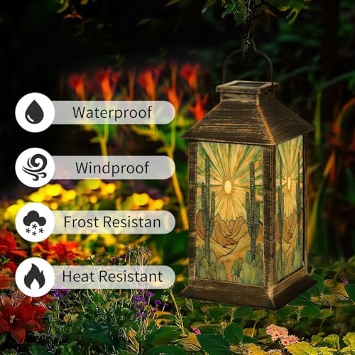 Solar Lantern Intricate Tribal Tattoo Style Stained Glass Artwork Outdoor Waterproof Garden Hanging Lantern Solar Powered Lighting Outside Table Lamp for Patio Deck Camping 1 Pack - Image 2