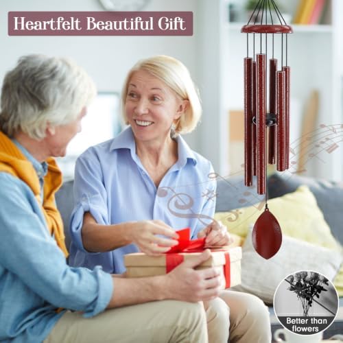 ASTARIN 36 Inch Deep Tone Wind Chimes for Outside, Burgundy Red Leaf Decor - Image 6