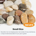 River Rock Stepping Stones Outdoor for Garden Walkway, 6 Pcs 12" L x 4" W Rectangle Shape Paver Step Stones Polished Pebble River Stone Mat for Yard Lawn Patio Pathway Walk Way - Multi-Color - Image 3