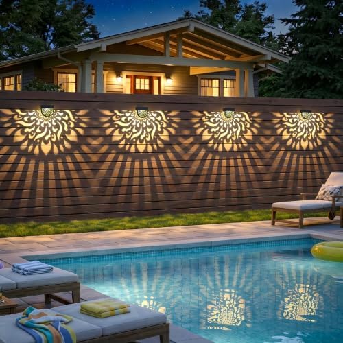 6 Pack Solar Fence Lights Wall lihgts Outdoor Decorations Solar Powered Step Deck Lights Warm Yellow Light Waterproof Decorative Lighting for Garden, Front Door, Backyard (Black) - Image 6