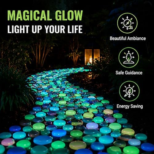 Magical Glowing Pebbles,1000PCS Colorful Glow-in-the-Dark Garden Stones,Waterproof Night Guide Pebbles Glow in the Dark,Glow in the Dark Rocks Outdoor,for Garden Path Yard Fish Tank (Orange,1000) - Image 3