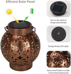 Edenseelake 2 Pack Solar Hanging Lanterns Outdoor Waterproof Flower Lights, Metal Decorative LED Lantern for Garden, Patio, Porch, Yard, Lawn, Bronze - Image 3