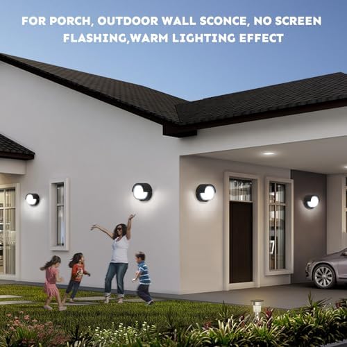 2-Pack Black Circular Aluminum Outdoor Wall Sconces - Image 5