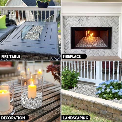 GasSaf 1/4 Inch Crystal Ice Fire Glass Reflective Tempered Fireglass, 10lb - Image 4