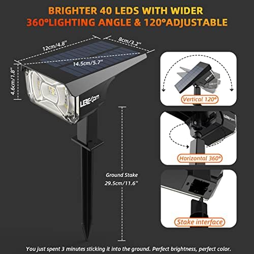 LEREKAM Solar Spot Lights Outdoor Color Changing, IP65 Garden Lights Solar Powered Waterproof with 9 Light Modes, Colored Landscape Lighting Auto On/Off, for Garden Pool Area Pond Yard, 10 Pack - Image 7