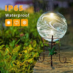 10 Inch Solar Glass Gazing Ball with 9.4" H Metal Stand - Image 6