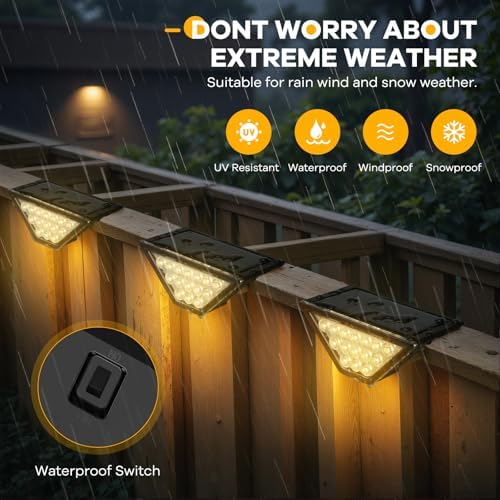 BKBB PPBB Solar Step Lights for Outside, Solar Stair Lights Outdoor Waterproof, Deck Step Lights for Fence, Patio, Yard, Porch, Front Door, Sidewalk, Garden, Patio Decor (6, Warm White) - Image 4