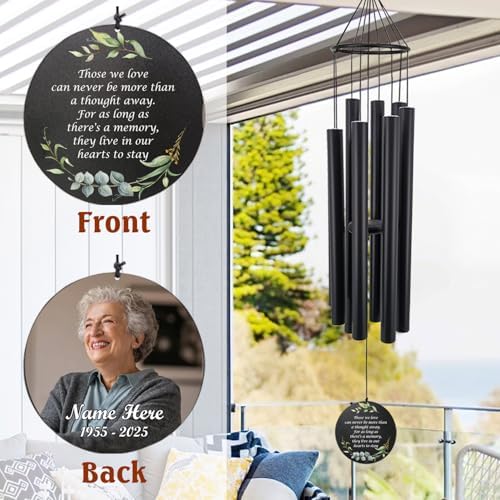 Personalized Wind Chimes, Sympathy Gifts, Custom Photo Wind Chime for Loss of Loved Dad/Mom/Lover, in Memory of Husband/Wife, 36inch Wind Chimes for Condolences - Image 3