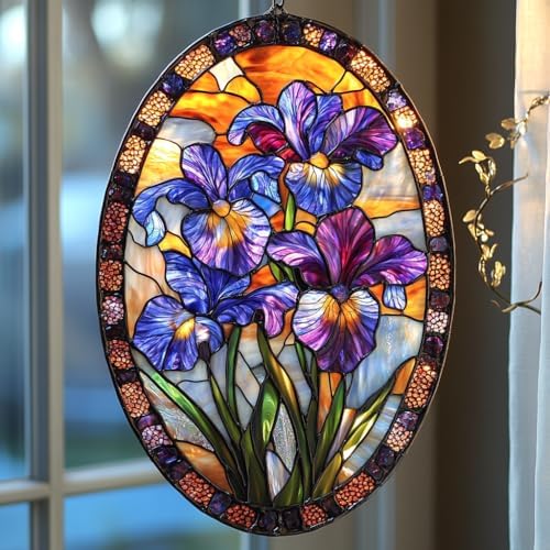 Purple Iris Flower Acrylic Suncatcher by AVAGAN