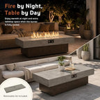 Gaspro 56 Inch Tabletop Propane Fire Pits, 50000 BTU Outdoor Firepit Table with Three Height Adjustable Levels, Stainless Steel Bowl & Burner, Cement-Imitation Texture for Patio Backyard Garden - Image 5