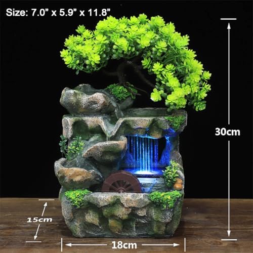 Rockery Stream Tabletop Fountain, Zen Meditation Indoor Waterfall Feature with Automatic Pump and Switch, Desktop Fountain for Home Office Bedroom Decoration (D) - Image 2