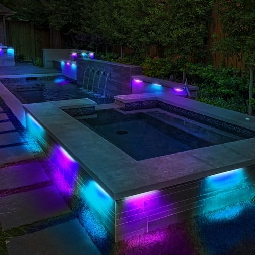 12 Inch Retaining Wall Lights,7W LED Hardscape Lighting,280LM RGB Color Changing Outdoor Step Lights,IP65 Waterproof 12V-24V Low Voltage Landscape Lights For Patio Walls Stairs,90CRI Connectors - Image 4