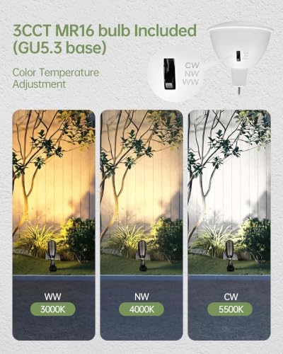 LITFIT 2Pack Brass Low Voltage Landscape Spotlight, 3CCT MR16 Bulb Included - Image 3