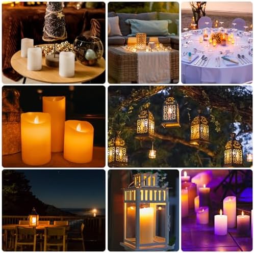 12-Pack Flameless LED Candles with Remote & Timer, 4 Sizes (3.9" to 6.9"), Waterproof Outdoor Pillar Candles, Realistic Flame & Steady Light Modes for Wedding, Patio, Party - Image 6