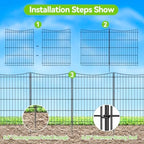 INJOPEXI Decorative Garden Fence 6 Panels 11.8ft(L)×30in(H) Garden Fences Outdoor with 6 Panels Rustproof Metal Wire No Dig Temporary Animal Barrier Fencing for Backyard Patio - Without Fence Gate - Image 3