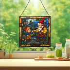 Gnome with Legacy Teaching Stained Glass Suncatcher – Square Hanging Window Panel for Home, Garden, Nursery, Halloween, Christmas, Memorial Day – Whimsical Glass Art Gift for Gnome Lovers zr8rrc - Image 2