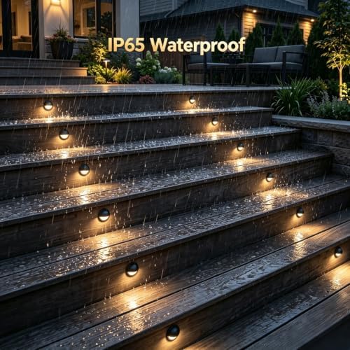 FVTLED Pack of 20 Warm White Low Voltage LED Deck Lights kit Φ1.38 Outdoor Garden Yard Decoration Lamp Recessed Landscape Pathway Step Stair Warm White LED Lighting, Black - Image 4