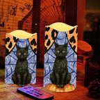 Black Cat Battery Operated Candles with Flickering Flame Timer Flameless Fake Pillar Candles Color Changing Led Electric Candles Tea Light for Halloween Party Home Table Kitchen Decor - Image 5