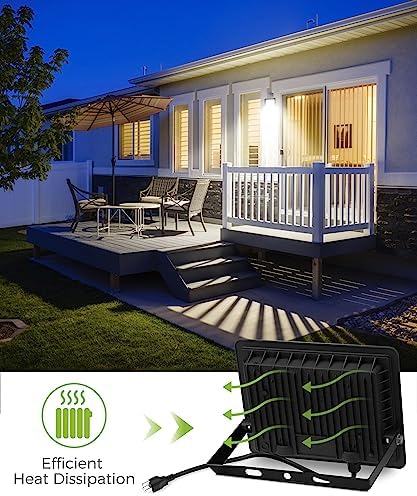 L LOHAS LED Dusk to Dawn Outdoor Lighting Plug in Flood Lights 6000K - Image 4