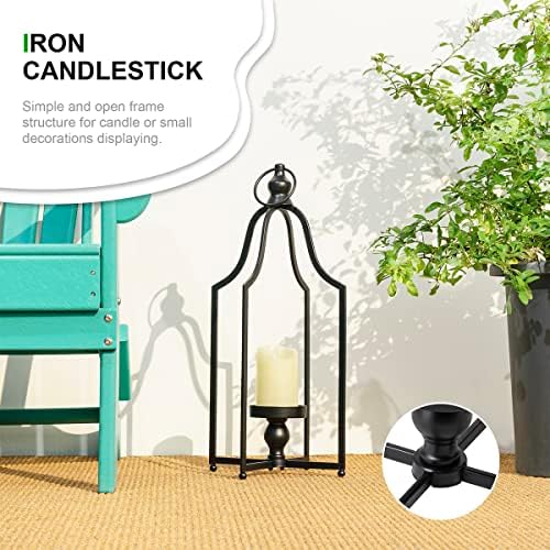 Glitzhome 22" H Modern Farmhouse Black Metal Lantern Decorative Hanging Candle Lanterns (Large) - Image 3