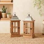 Bdor 15 Inch Outdoor Decorative Lanterns, Set of 2 Wooden Candle Lanterns - Image 4