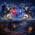 YJFWAL Halloween Crow Decor Solar Garden Lights Outdoor Waterproof, for Child and Friends, Stake Light with Solar Lantern, Hanging Solar Light, Solar Path Light Yard Outside Patio Decor 2 Pack by YJFWAL