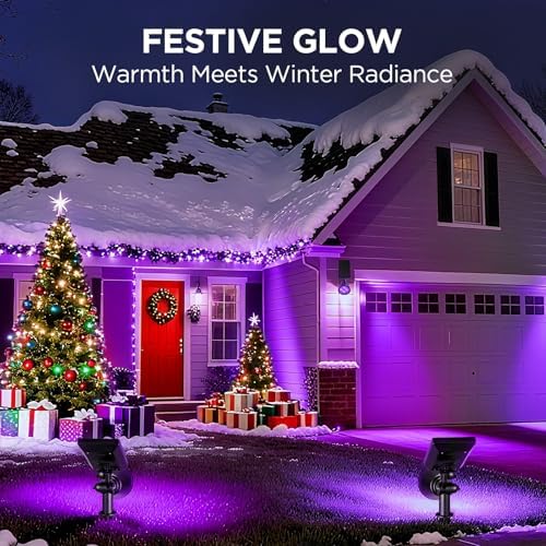 InnoGear 2 Solar Lights Outdoor Spotlight for Halloween Christmas, Purple - Image 3