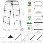 7.2FT Garden Arch Trellis for Climbing Plants, Heavy Duty Walk-Through Metal Arch with Netting, Wind-Resistant Vertical Garden Support for Cucumbers, Roses, Beans, Squash - Image 6