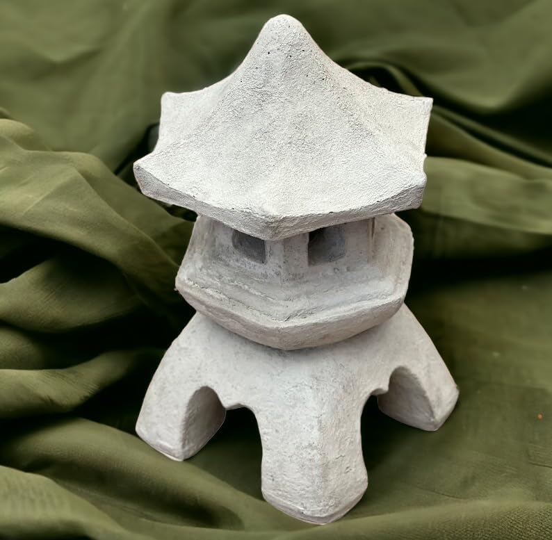 Oriental Lantern Piece Statue Concrete Massive Pagoda Sculpture Asian Zen Garden Style Decoration - Image 6
