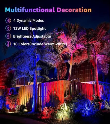 SUNVIE Halloween Spotlights Outdoor Waterproof 12W RGB LED Landscape Lights - Image 3