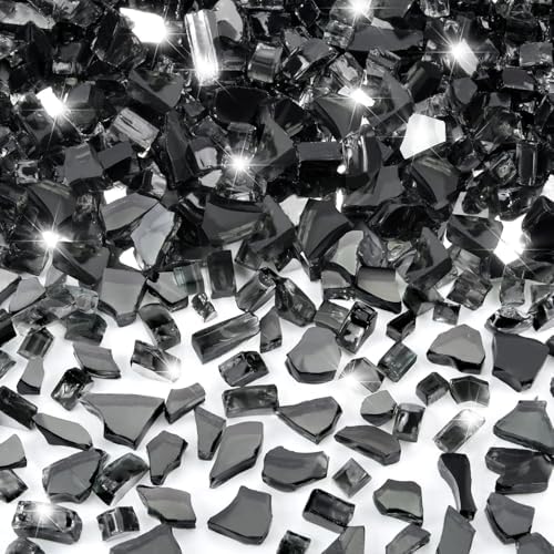 GasSaf 1/4 Inch Black Fire Glass Reflective Tempered Fireglass, 20 Pound by GasSaf