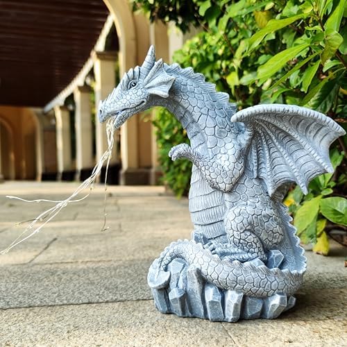 Solar Dragon Garden Statues Outdoor Lights Watering Decor, Resin Dragon Figurine with 30 LED String Lights Lawn Patio Balcony Art Decoration,Housewarming, Birthday,Mothers Day Mom Gifts - Image 3