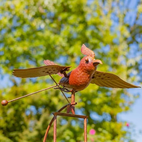 Flying Bird Metal Rocking Stakes in a Painted Rusty Finish (Cockatiel) by ZaerLtd