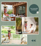 Nalulu Flory Bamboo Wind Chimes - Oustide Outdoor Wooden Windchimes with Birdhouse, Handcrafted with Calming Deep Tones, Ideal Home Decor or Gift for Him and Her - Image 3