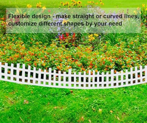 Garden Edging 33FT x 4.1~4.9IN Tall, Landscape Edging Borders with 60pcs Plastic Stakes,Arched Design White Flexible Lawn Edging Border, No Digging Edge Fence DIY for Tree Flowerbeds Grass Yard - Image 4