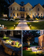 SUNVIE 12-Pack Low Voltage Landscape Lighting Kit LED Bollard Pathway Lights Wired with Spotlights for Garden, Path, Yard, Patio, Cast-Aluminum, IP65 Waterproof, 12-24V AC/DC, 3000K Warm White, Black - Image 6