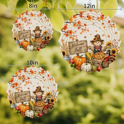 12 Inch Thanksgiving Wind Spinner for Yard and Garden, Fall Harvest Pumpkins Maple Leaves Rustic Hanging Ornaments Outdoor 3D Kinetic Wind Sculpture Spinners Indoor Outdoor Patio Décor Ornaments Gift - Image 3