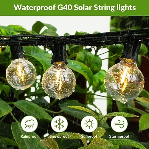 50FT Solar String Lights, Waterproof LED Outdoor String Lights, G40 Globe Patio Lights Solar Powered with 27 Shatterproof E12 Bulbs, 2700K Solar Lights for Outside Porch Garden Backyard Party Decor - Image 2