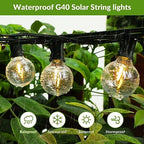 50FT Solar String Lights, Waterproof LED Outdoor String Lights, G40 Globe Patio Lights Solar Powered with 27 Shatterproof E12 Bulbs, 2700K Solar Lights for Outside Porch Garden Backyard Party Decor - Image 2