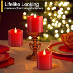 3x3 Flameless Candles with Remote Set of 3, 3 inch Battery Candles Flickering with Timer, LED Pillar Candle for Suitable for Suitable for home, wedding decoration, holiday party - Red - Image 3