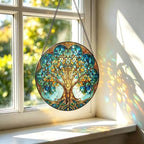 Celtic Tree of Life Suncatcher,Wildlife Tree of Life Stained Glass Window Hanging,8 Inch Indoor Outdoor Garden Sun Catchers,Suncatchers for Windows Hanging,Christmas Memorial Gift for Mom Grandma Wife - Image 4