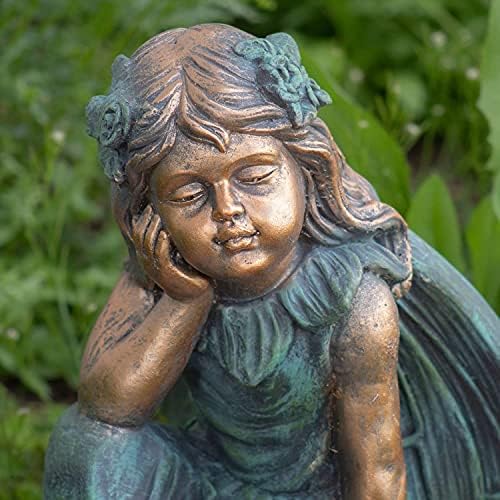 Zaer Ltd. Large Magnesium Fairy Statues for Outdoor Use (Fairy Sitting on Flower Bowl Gardenia) - Image 6