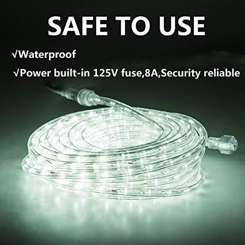 LED Rope Lights Outdoor Waterproof Daylight White: 50FT Cuttable Outside Bright 110V Lighting Connectable Flexible Plug Cool Clear Tube, Indoor Deck Patio Xmas Camping Decor, Not Flat Strip - Image 2