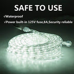 LED Rope Lights Outdoor Waterproof Daylight White: 50FT Cuttable Outside Bright 110V Lighting Connectable Flexible Plug Cool Clear Tube, Indoor Deck Patio Xmas Camping Decor, Not Flat Strip - Image 2