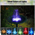 Solar Bird Bath Fountains Upgraded, 4W Solar Powered Water Fountain Pump with 4000 Battery, 7 Nozzles & 4 Fixers, Colorful LED Lights for Garden, Pond, Swimming Pool, Fish Tank, and Outdoor - Image 3