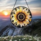 Retro Sunflower Stained Glass Window Hanging Suncatcher Gifts for Mom 9.8" - Image 4