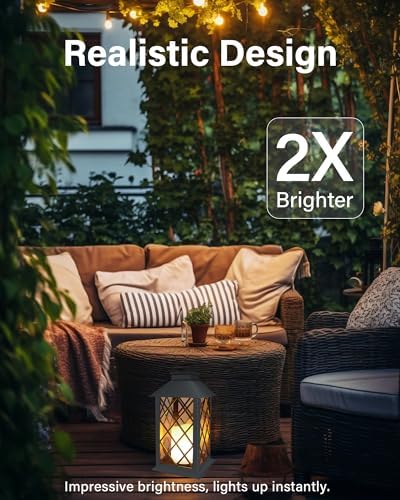 SHYMERY Solar Lanterns Outdoor Waterproof, 14 Inch Outdoor Lanterns with LED Flickering Flameless Candles,2 Pack Hanging Black Lantern Decorative for Patio,Front Porch,Balcony,Outside,Table Decor - Image 3